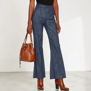 Joie Sylvana High Rise Wide Leg Denim Trousers Pintuck Flare Jeans size 2